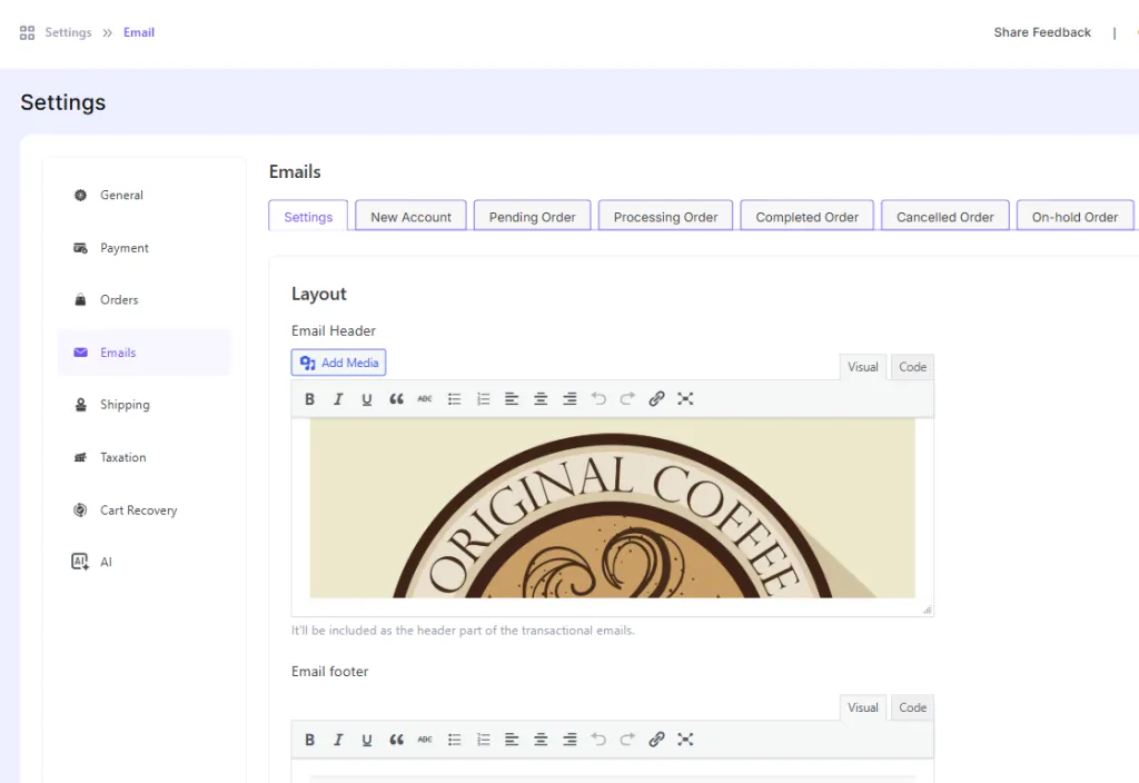 personalized emails settings