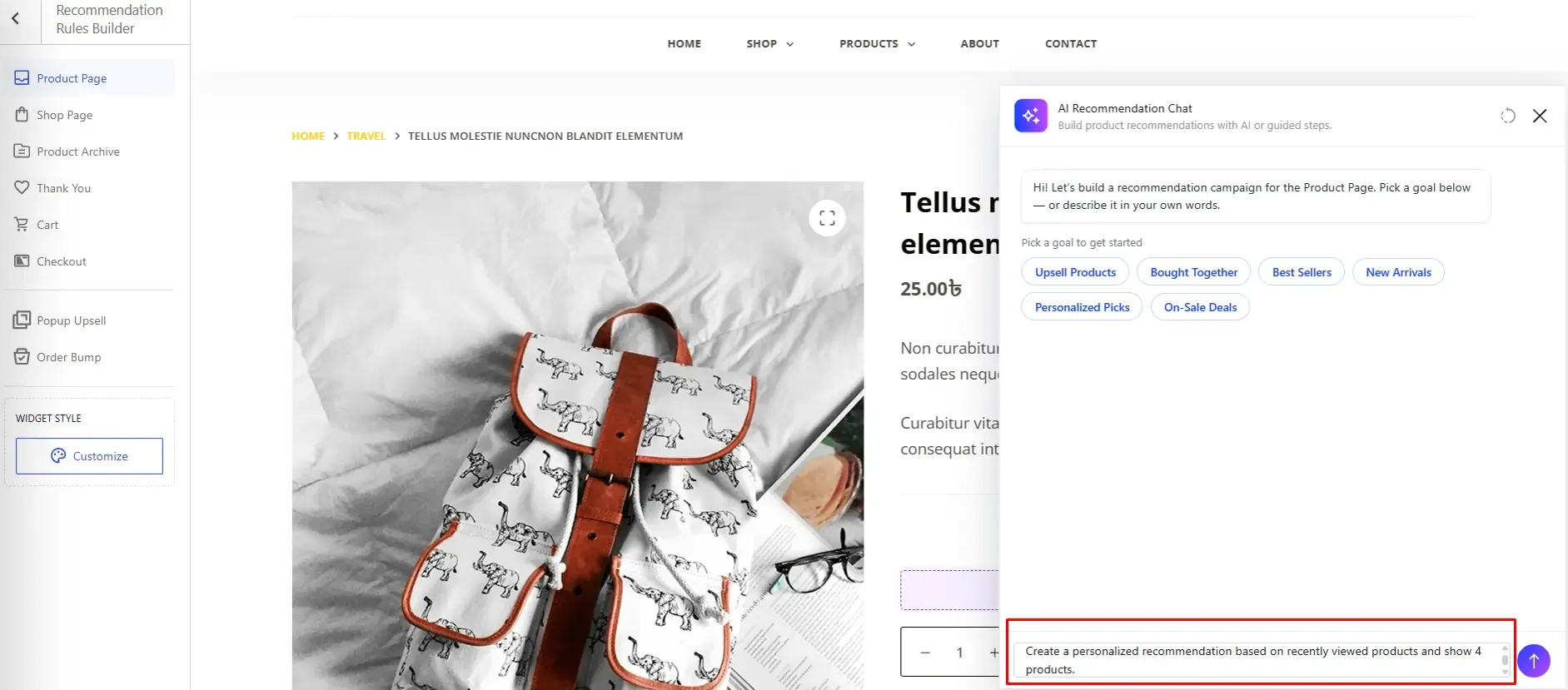 Step 3: Use WowRecommend AI Chat to build recommendation rules Build the recommendation rule with AI Chat