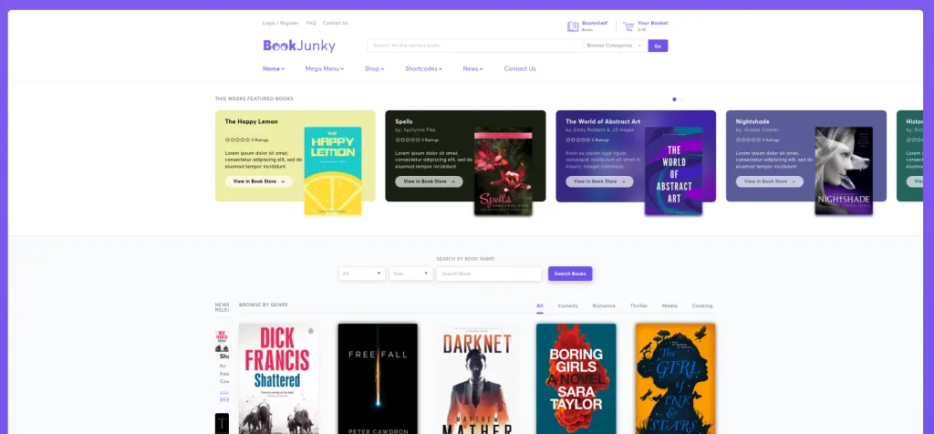 10 Best Bookstore WordPress Themes BookJunky wp theme