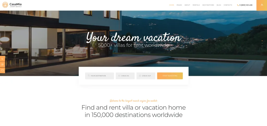 8 Best Property Rental WordPress Themes CasaMia WordPress Theme