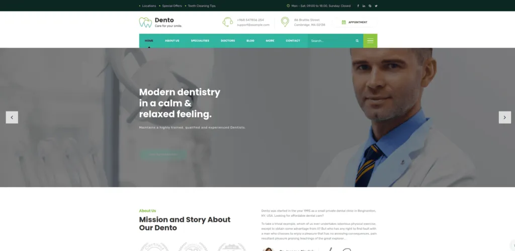 The Definitive List of #12 Best Dental WordPress Themes You Need Now! Dento Wp Theme
