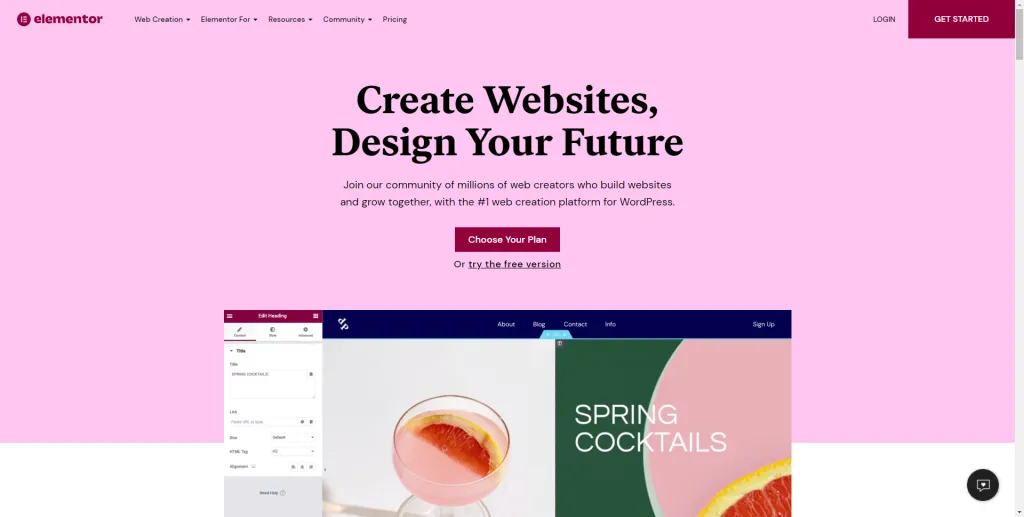 7 Best WordPress Landing Page Plugins of 2025 Elementor 1 Free WordPress Website Builder Elementor Com 1024x517