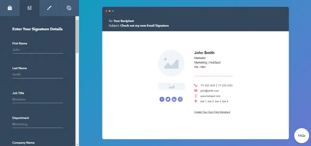 6 Best Free Email Signature Generator of 2023 Free Email Signature Template Generator By HubSpot 1024x480