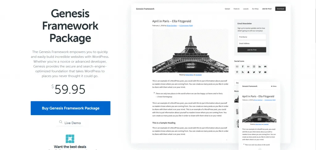 12 Best WordPress Theme Framework of 2023 Genesis Framework By StudioPress 1024x486