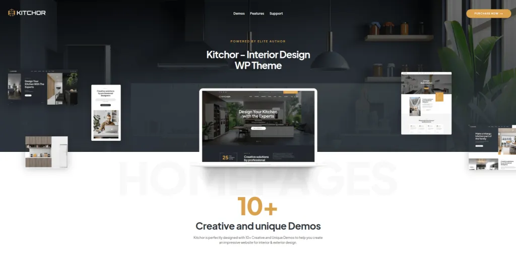 Don't Miss Out! The Best WordPress Interior Design Themes of the Year Revealed! Kitchor wp theme