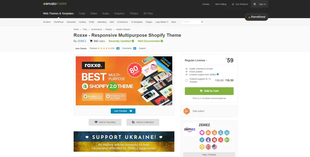 10 Best Free Shopify Themes of 2023 Roxxe Responsive Multipurpose Shopify Theme By ZEMEZ ThemeForest 1024x519