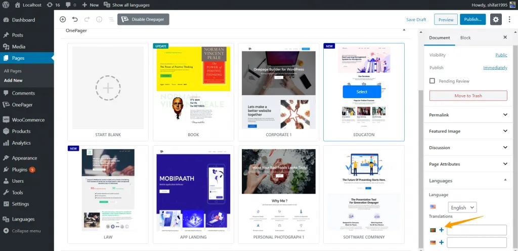 How to Create a Multilingual WordPress Website with WPOnepager Screenshot 95 1 1024x496