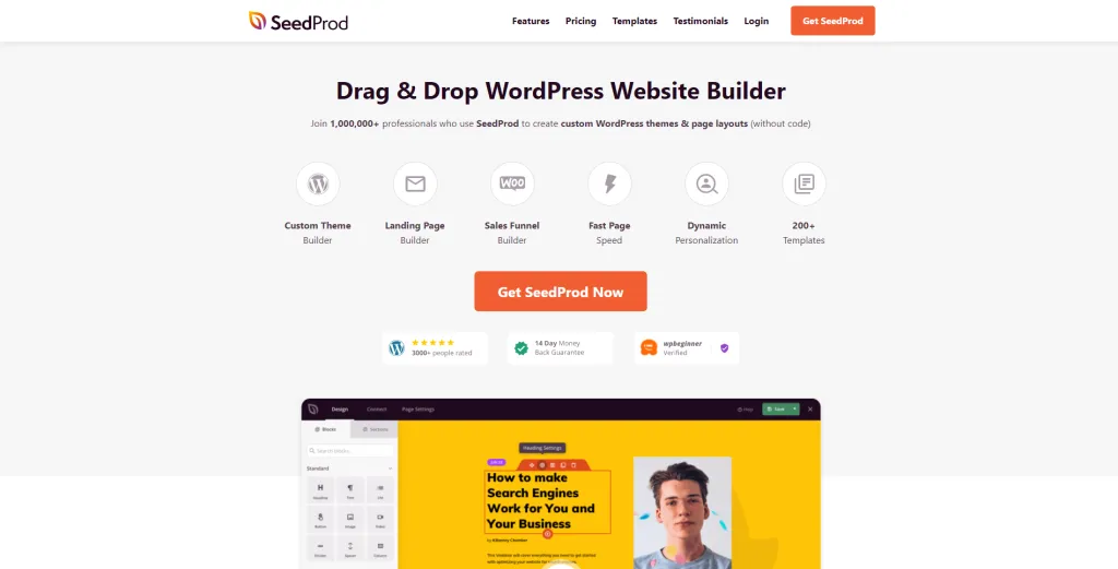 7 Best WordPress Landing Page Plugins of 2025 SeedProd Best Drag Drop WordPress Website Builder Landing Page Builder 1024x521