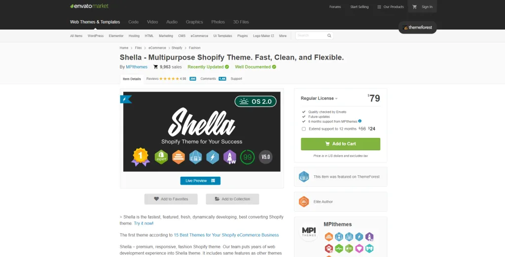 10 Best Free Shopify Themes of 2023 Shella Multipurpose Shopify Theme Fast Clean And Flexible By MPIthemes 1024x522