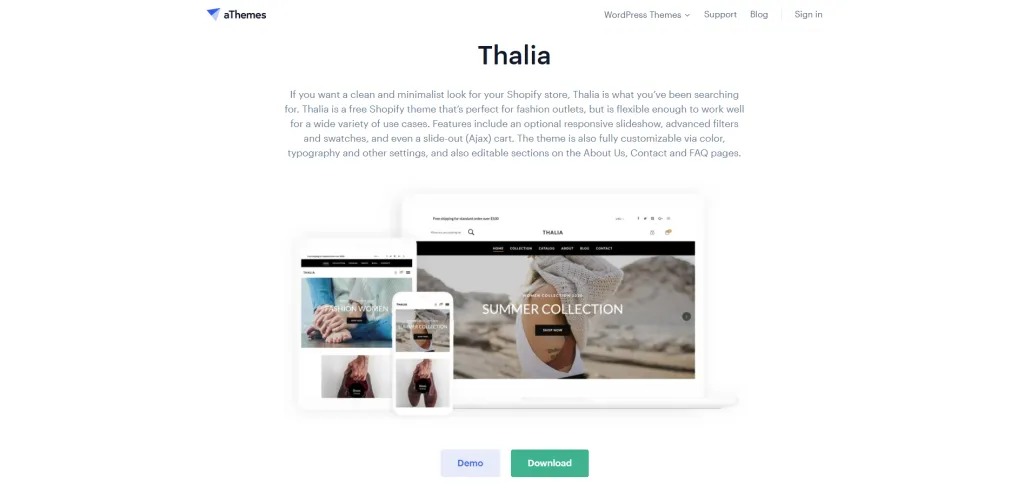 10 Best Free Shopify Themes of 2023 Thalia Free Shopify Theme AThemes 1024x489