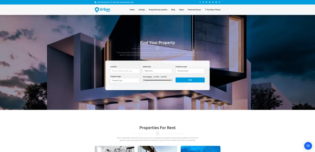 8 Best Property Rental WordPress Themes UrbanPoint Property Rental WP Theme