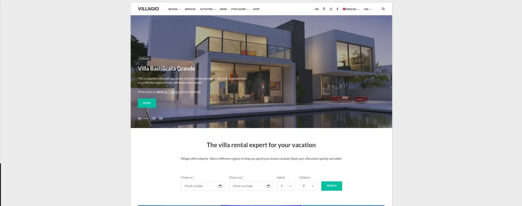 8 Best Property Rental WordPress Themes Villagio Property Rental Themes
