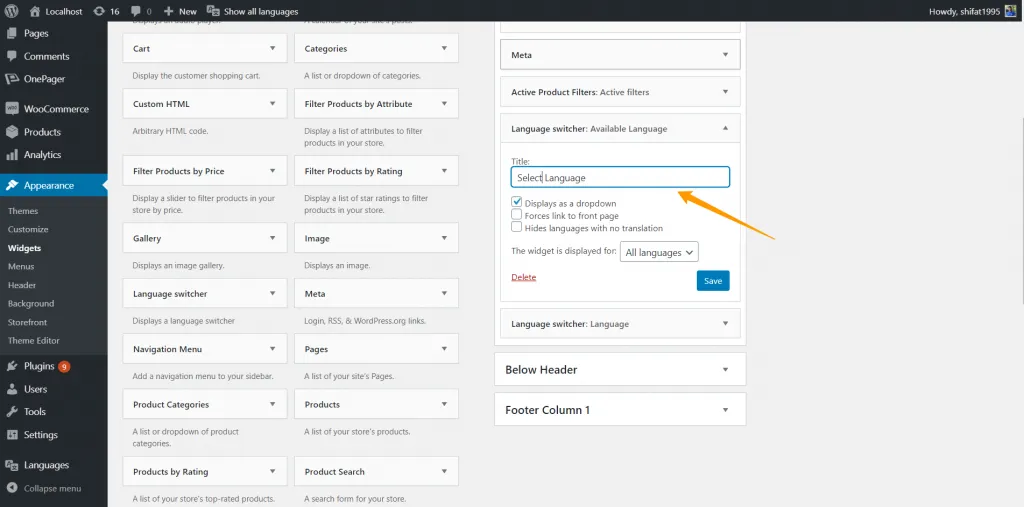 How to Create a Multilingual WordPress Website with WPOnepager Widgets ‹ Localhost — WordPress 1024x507