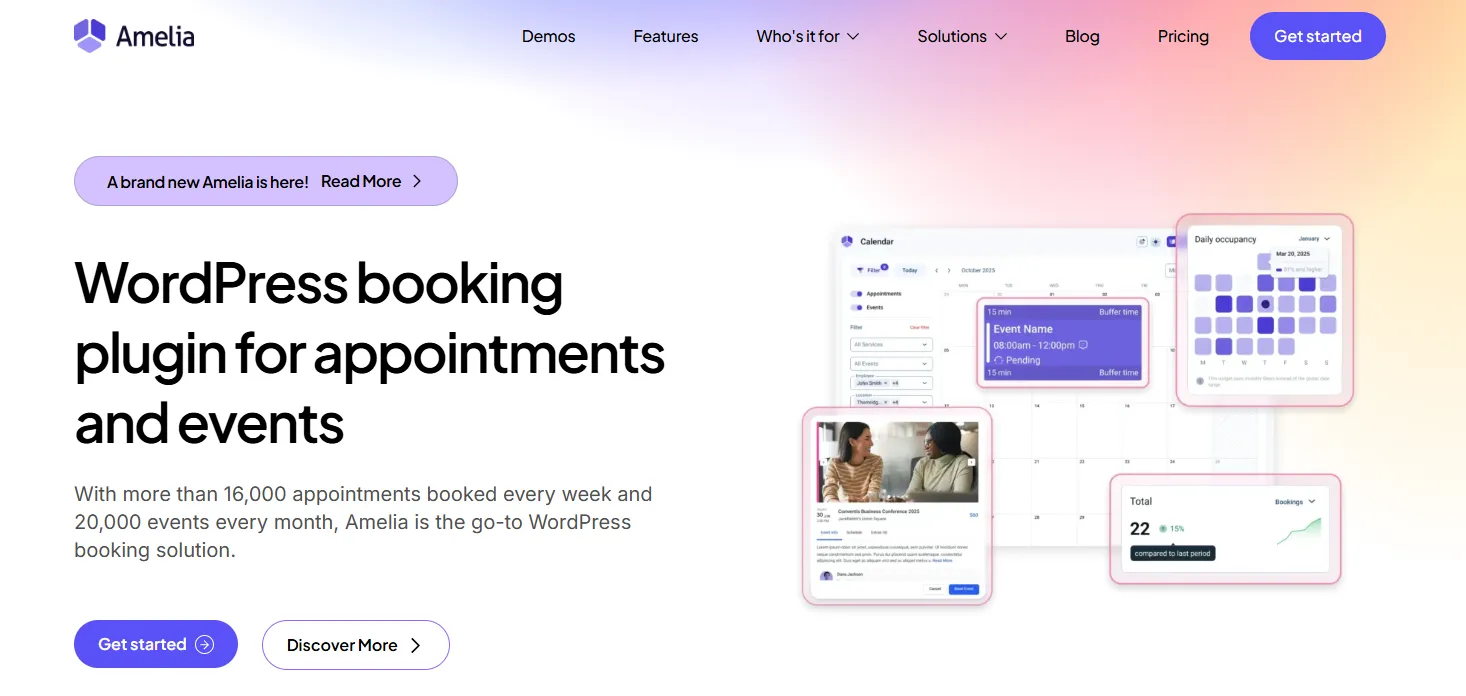 Amelia WordPress booking plugin interface