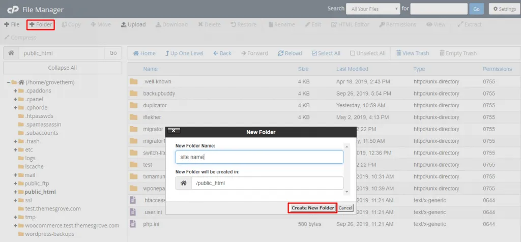 How To Migrate WordPress Site From One Hosting To Another (With and Without Plugin) Create New Folder 1024x476