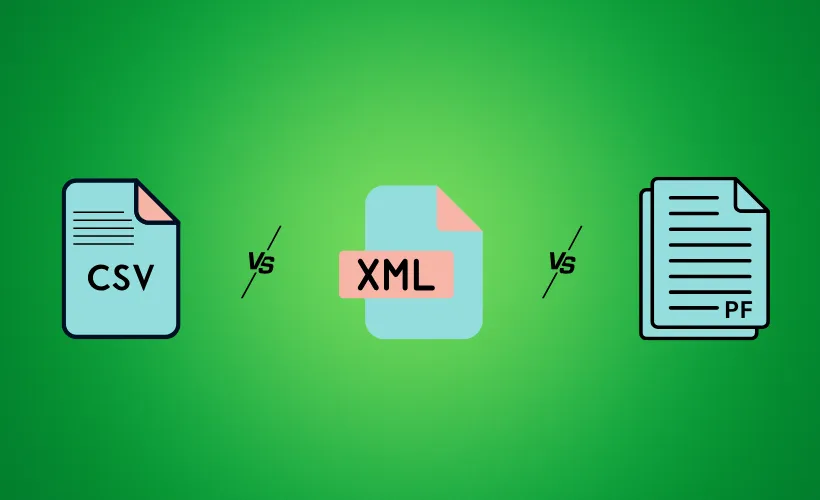 CSV vs XML vs Feed comparison CSV vs XML vs Product Feed comparison table