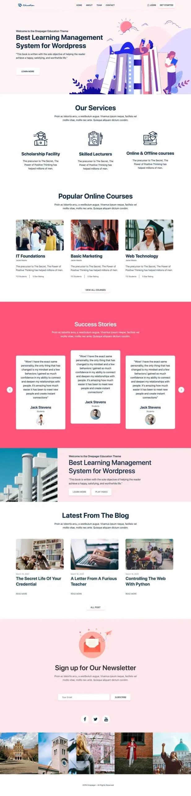 Introducing WPOnepager 2.3.0 – With Page Settings, Education Layout and Ten New Blocks Education Template Full Scaled