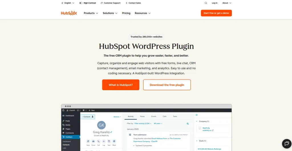 Best WordPress CRM Plugins to Manage Customers and Boost Sales in 2026 hubspot