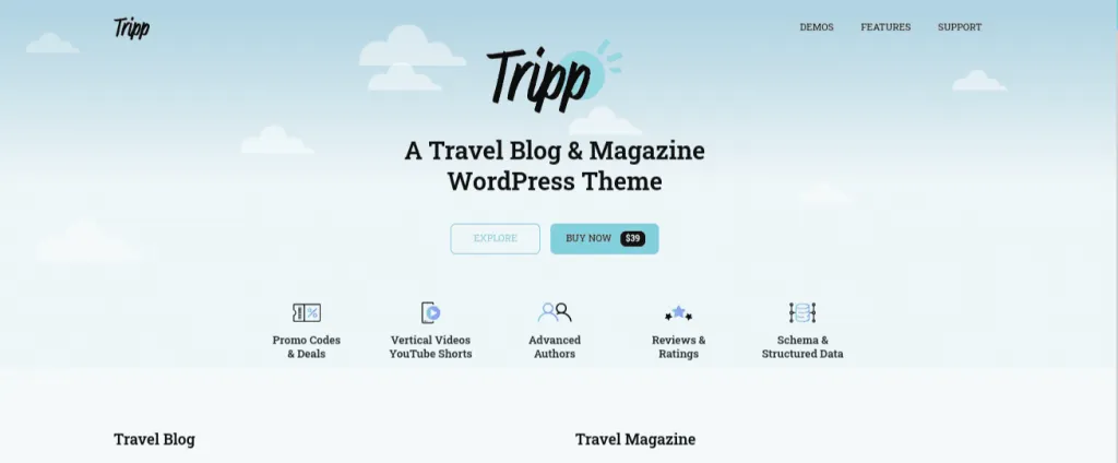 12 Best Travel Blog WordPress Themes Tripp