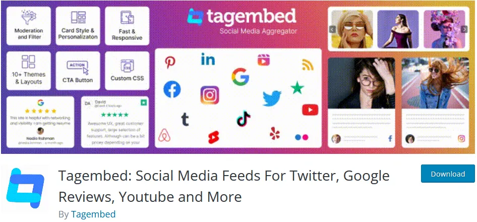 7 Best WordPress Review Plugins for eCommerce Business social media feeds by Tagembed.PNG