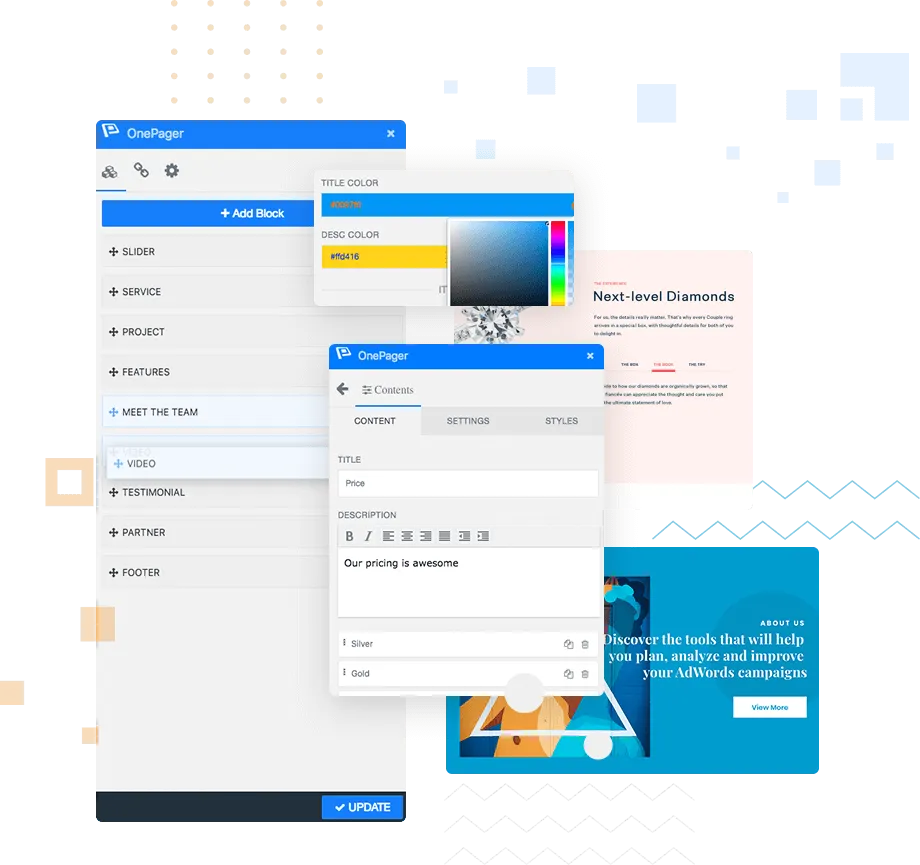 WP Onepager WordPress landing page builder