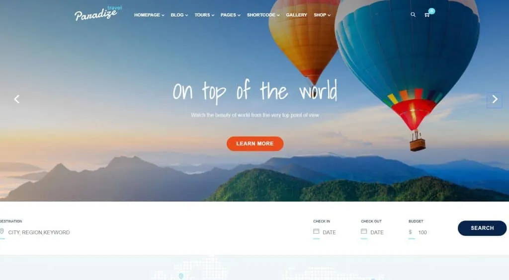 5 Best Tours and Travels WordPress Themes - Expert's Choice Paradize 1024x564