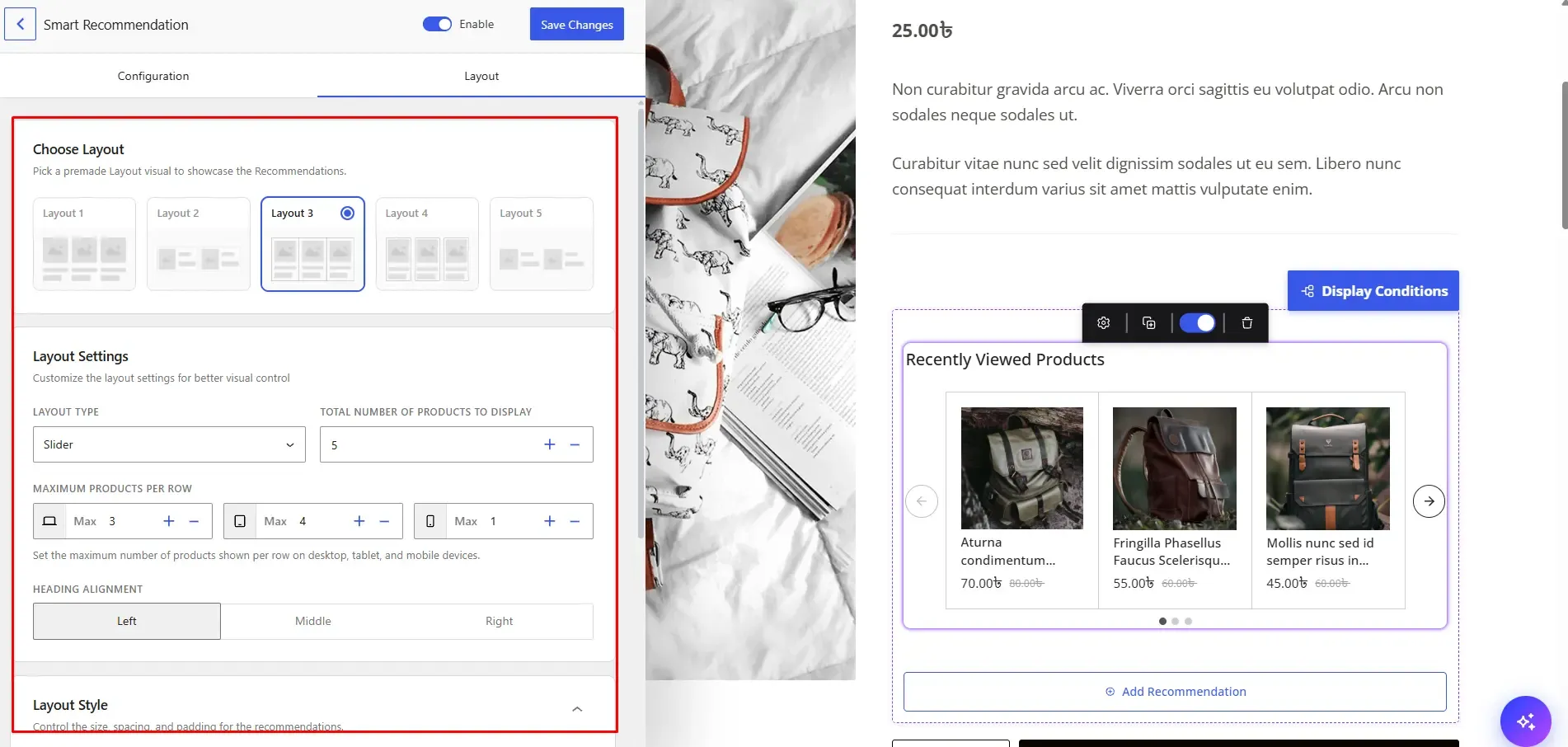 Step 5: Select the Styling of Your Recommendations Select the Styling of Your Recommendations