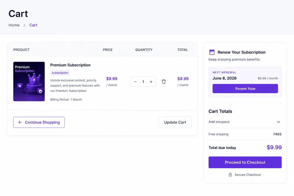 How to Create a WooCommerce Subscription Product (Step-by-Step) woo subscription detials cart