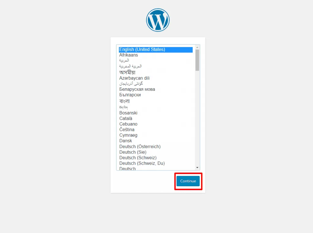How To Install WordPress On Localhost (Simple But Complete Guideline) Wp Continue 1024x763