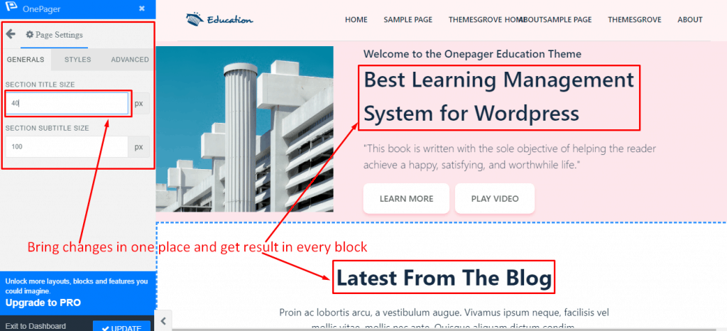 Introducing WPOnepager 2.3.0 – With Page Settings, Education Layout and Ten New Blocks 1