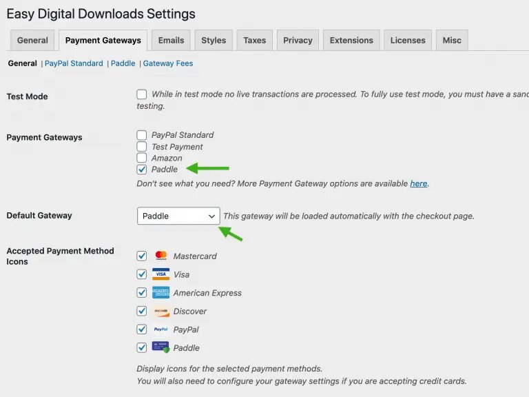 Paddle Payment Gateway konfigurieren