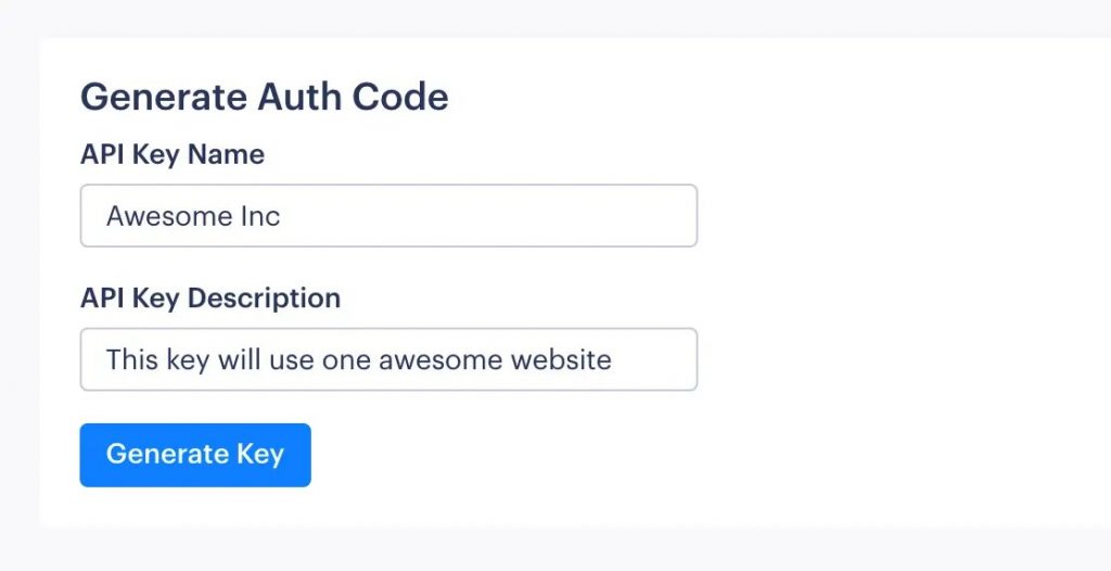 Generate Auth Code section