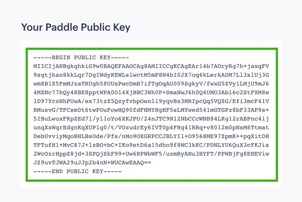 Paddle public Key