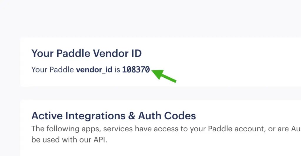 Paddle Connection Setup - Vendor ID