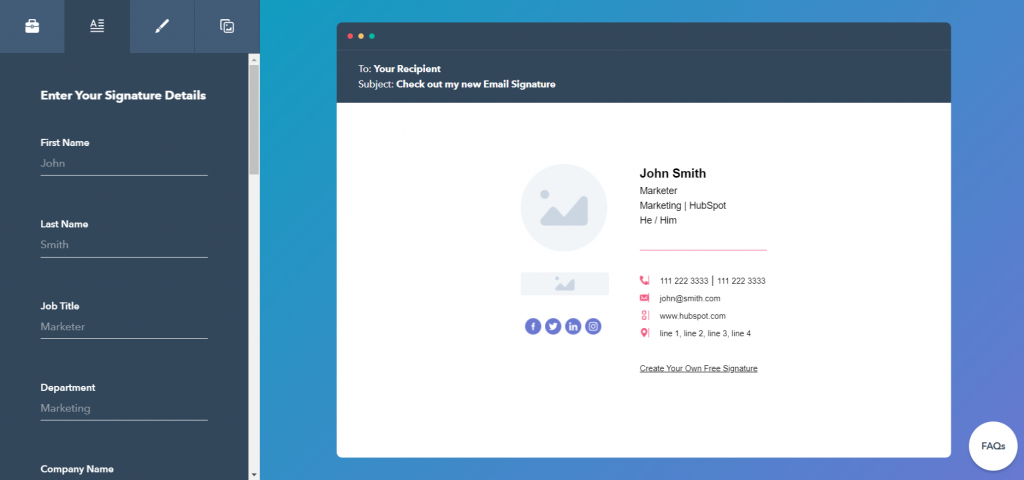 free email signature template generator by hubspot