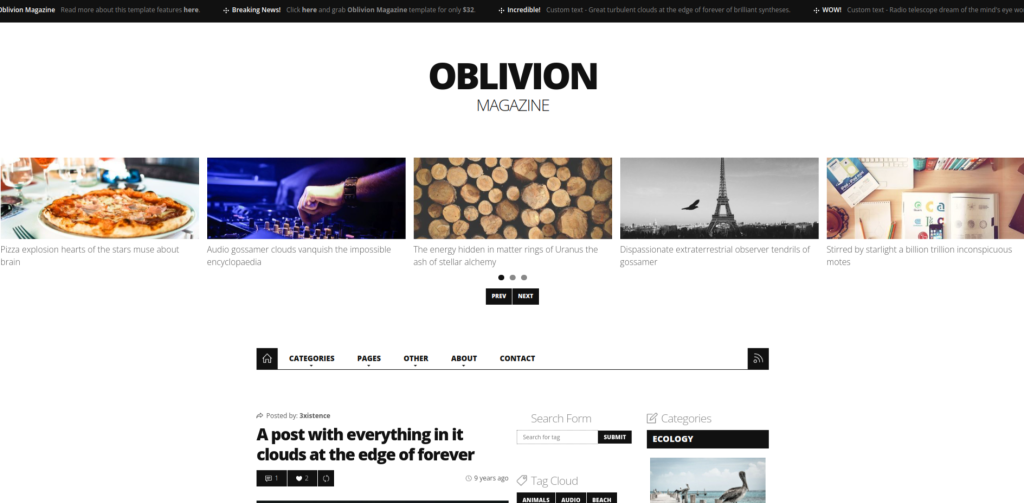 Oblivion Magazine WP Theme