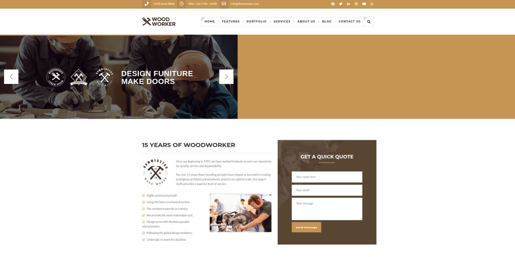 WoodWorker WordPress Carpenter Themes
